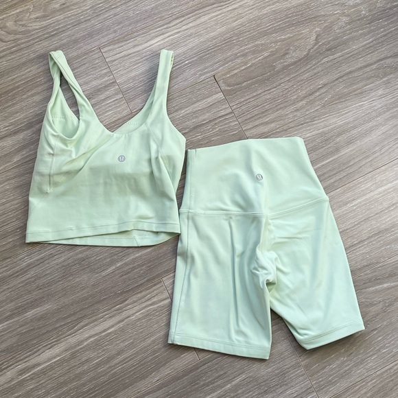 Lululemon Align Tank and Align Biker Shorts Set Sz 0 EUC like new Green Mint - Picture 3 of 10